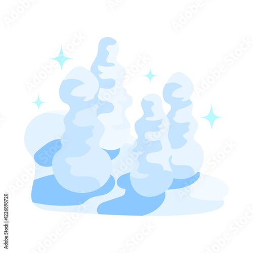 樹氷。フラットなベクターイラスト。
Ice trees. Flat vector illustration.