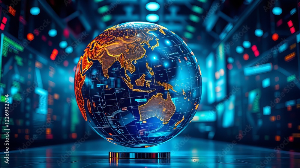 Abstract Tech Globe Background - Futuristic Digital World Abstract Tech Globe Background - Futuristic Digital World