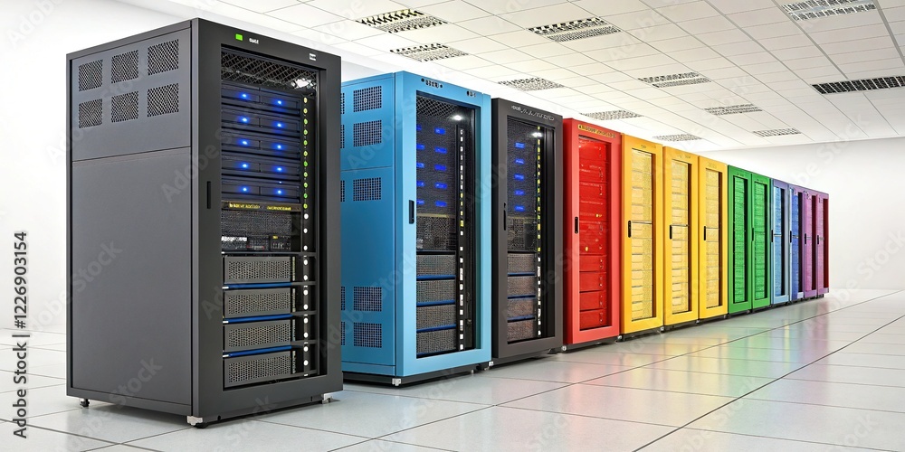 5 Rack Servers 3D Render - Data Center Technology 5 Rack Servers 3D Render - Data Center Technology