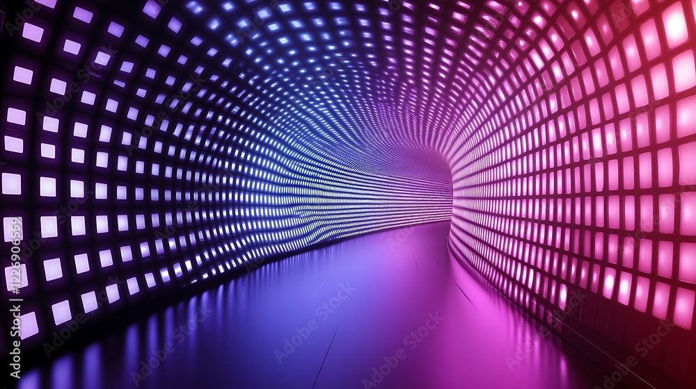 Obraz premium Illuminated Tunnel Of Purple And Pink Lights