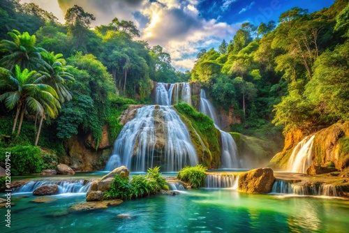 Cuban Waterfalls Panorama - Stunning Natural Scenery