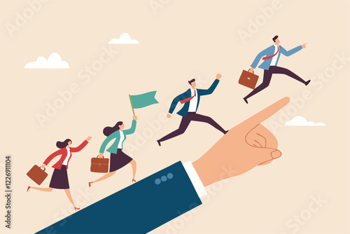 Leadership to lead team members, business direction to achieve goal or target, teamwork to success in work