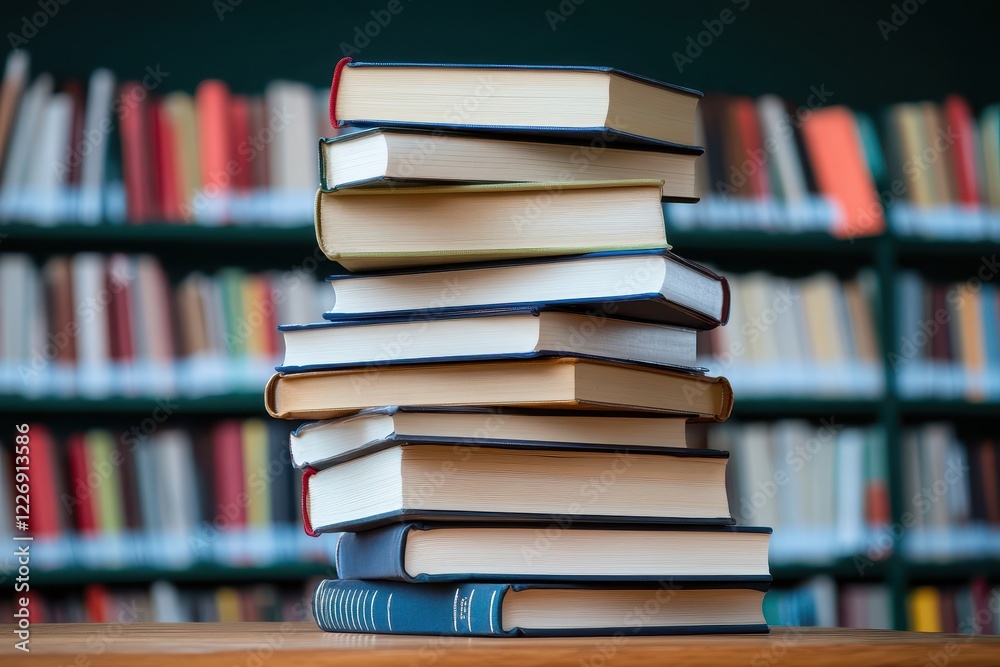 Library book stack, knowledge, education, research, study Library book stack, knowledge, education, research, study