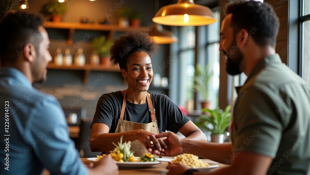 Man and woman are sitting at table with plates of food Man and woman are sitting at table with plates of food