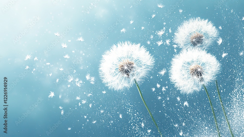 Obraz premium dandelion on blue