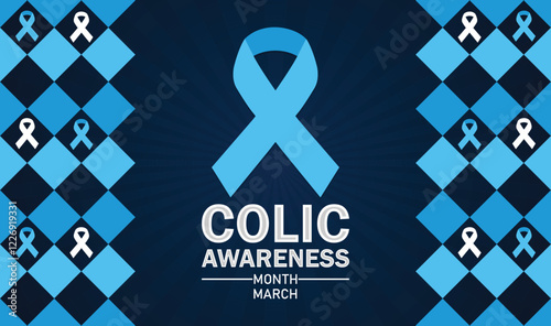 Colic awareness Month. March. Vector illustration. Design for banner, poster or print.