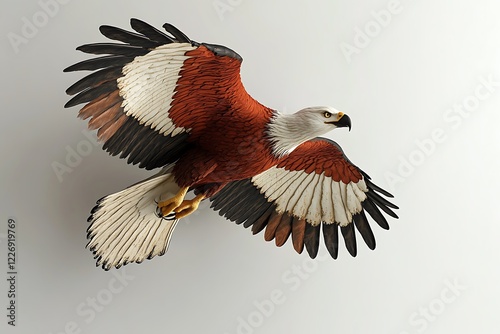 3D Style Majestic Eagle in Flight with Powerful Wings photo