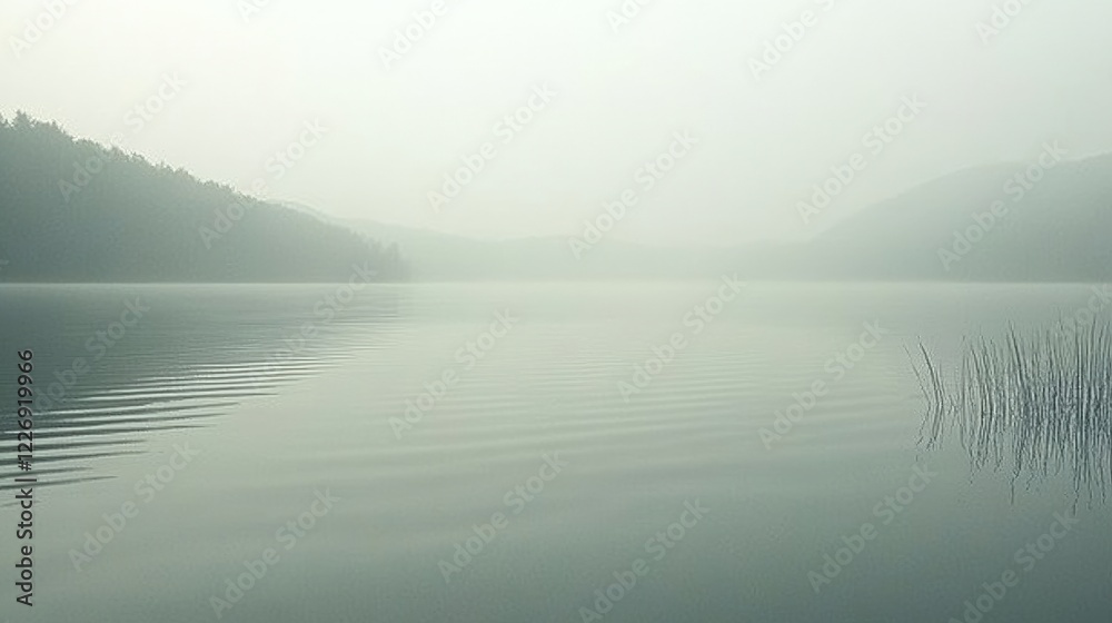 Fototapeta premium Serene Muted Color Palette with Smooth Transitions in a Calm Lake Landscape