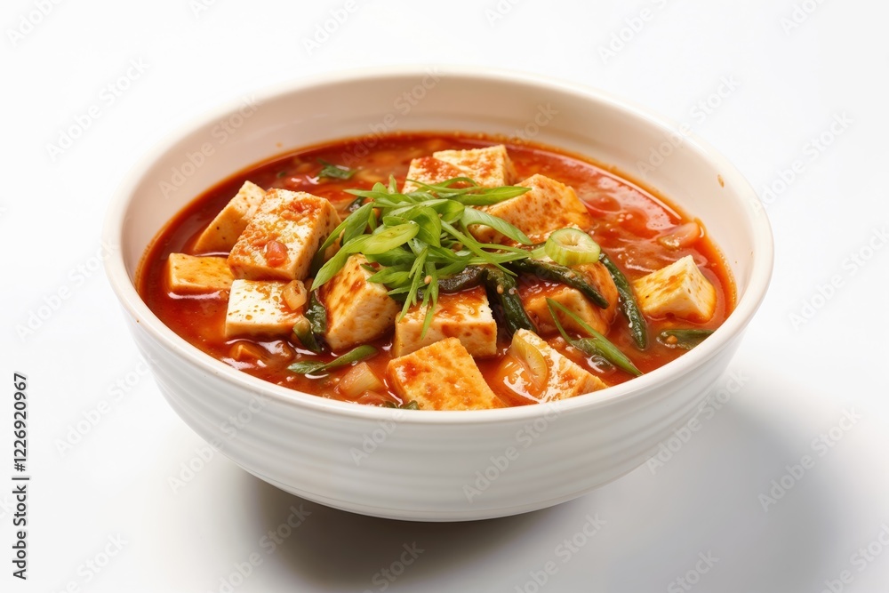 Traditional Korean Kimchi Stew with Tofu, Green Onions, and Vegetables in a Spicy, Flavorful Red Broth. Authentic Korean cuisine, traditional comfort food, spicy flavors. Culture. Culinary Heritage. Traditional Korean Kimchi Stew with Tofu, Green Onions, and Vegetables in a Spicy, Flavorful Red Broth. Authentic Korean cuisine, traditional comfort food, spicy flavors. Culture. Culinary Heritage.