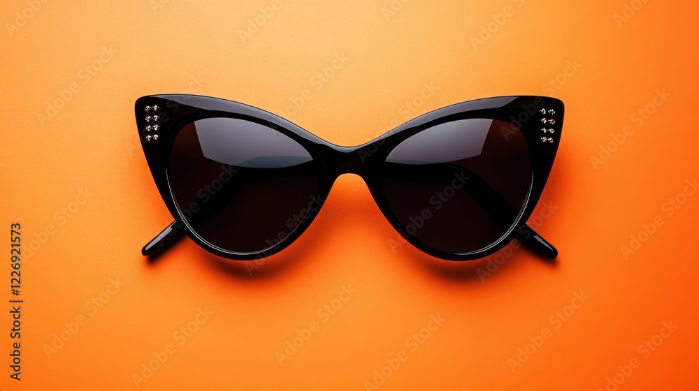 Oversized sunglasses on an orange background, highlighting bold fashion choices Oversized sunglasses on an orange background, highlighting bold fashion choices