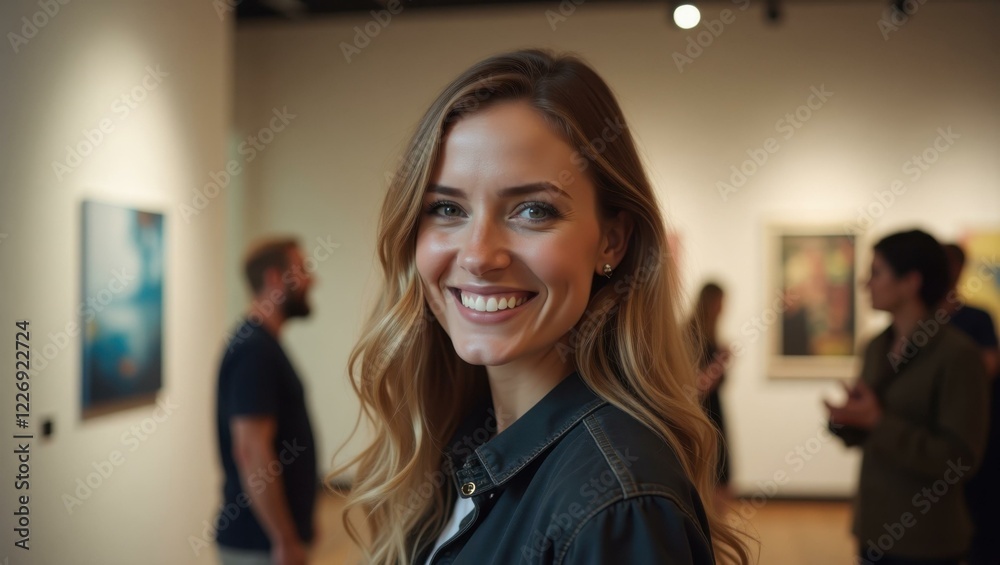 Obraz premium Woman is smiling for camera in art gallery