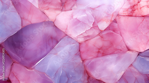 Abstract background with Pink Opal effect texture. Detailed view of marble surface, highlighting the intricate patterns and variations in hue that characterize the stone.