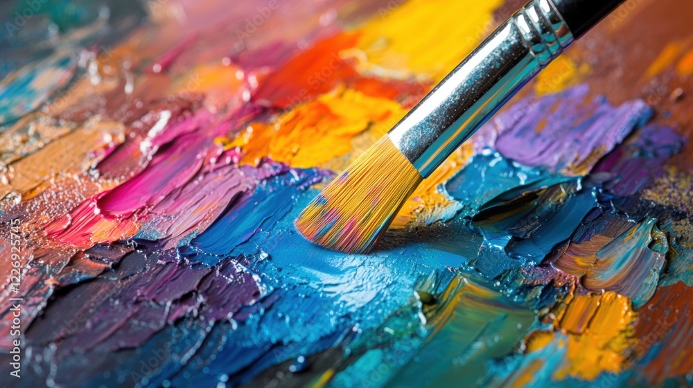 Obraz premium Creative expression through vibrant colors on a digital palette in an artistic workspace