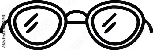 Retro round glasses, thick black frames, minimalist line drawing, iconic eyewear, simple illustration, vintage style, hipster fashion accessory, black and white sketch, circular lenses, clean lines, s