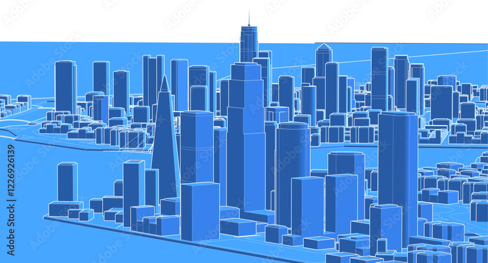 Fototapeta premium modern city panorama 3d illustration