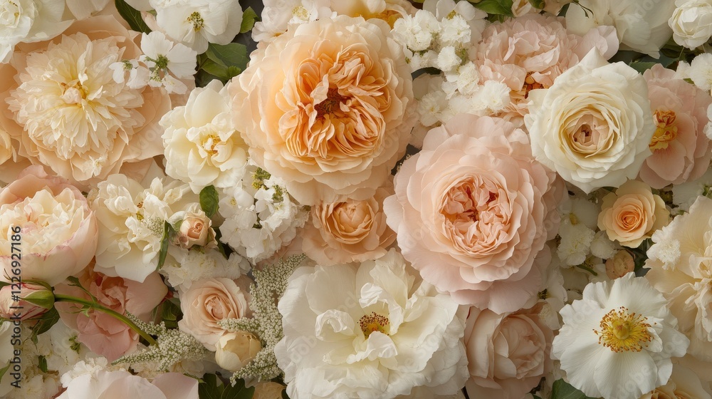 Soft Pastel Floral Arrangement Featuring Delicate Roses and Peonies in Dreamy Style Soft Pastel Floral Arrangement Featuring Delicate Roses and Peonies in Dreamy Style