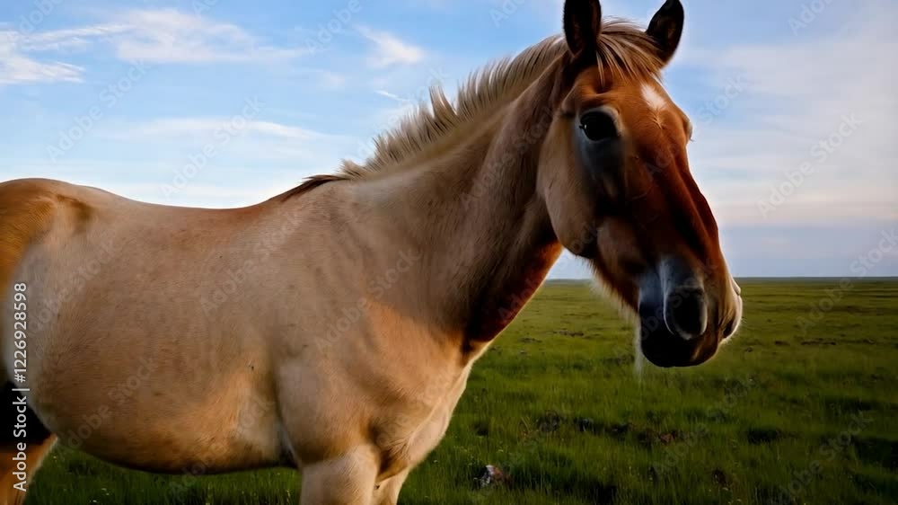 Majestic Icelandic Horse in Sunset Meadow Majestic Icelandic Horse in Sunset Meadow