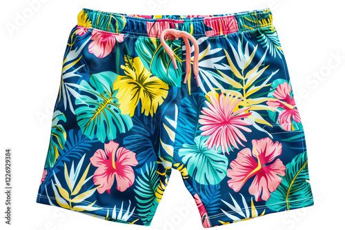 Swim Trunks With Vibrant Tropical Pattern Designed for Beach Activities in Warm Weather