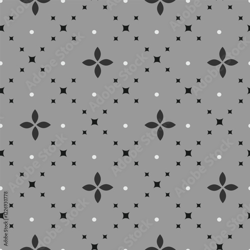 Tiny flower fabric pattern in black, white colours. Allover pattern for adult colouring book, interior, wallpaper, fabric. Vector illustration