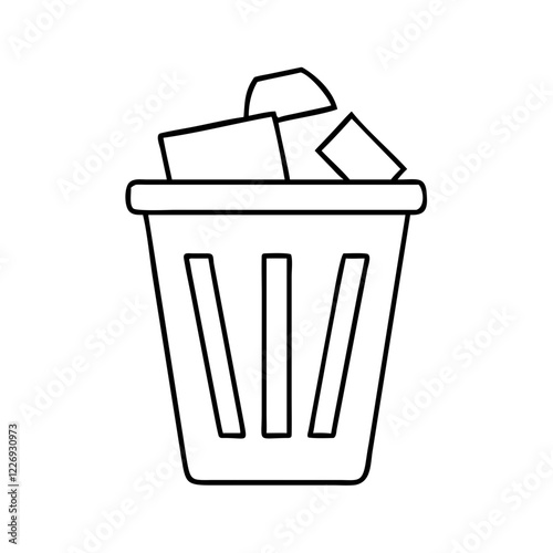 Trash bin with crumpled papers inside