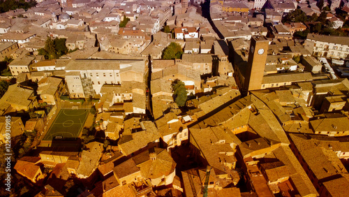 Orvieto, medieval town in central Italy. Amazing aerial view from drone.