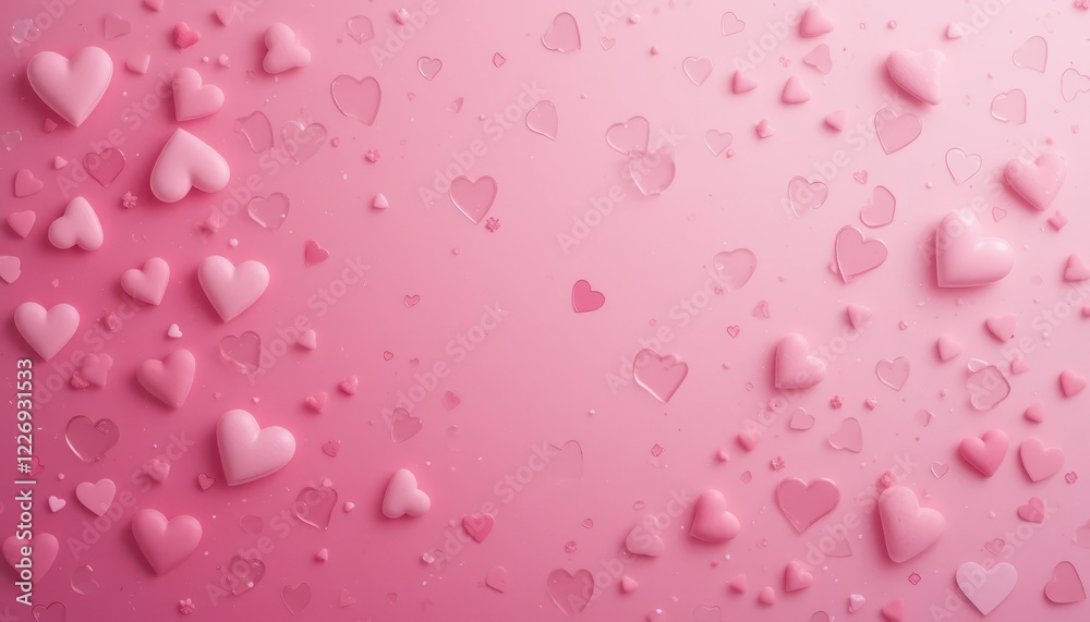 Pink heart design, graphic, hearts falling, soft gradient background Pink heart design, graphic, hearts falling, soft gradient background