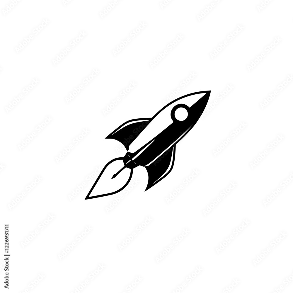 Fototapeta premium Black Rocket Launch Icon: Technology, Innovation, and Speed Symbol