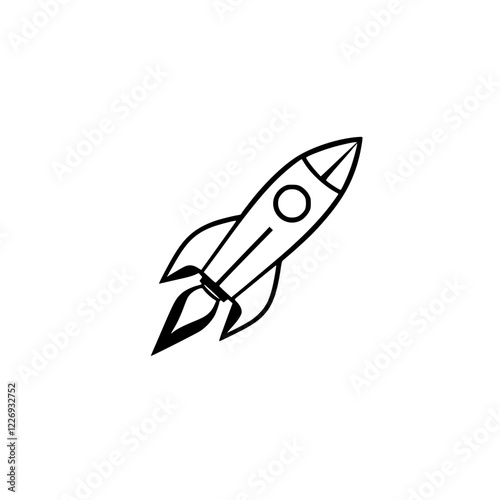 Rocket Launch: A Symbol of Innovation and Progress.  Vector graphic depicting a rocket taking off, representing technological advancement, space exploration, and the pursuit of new frontiers.