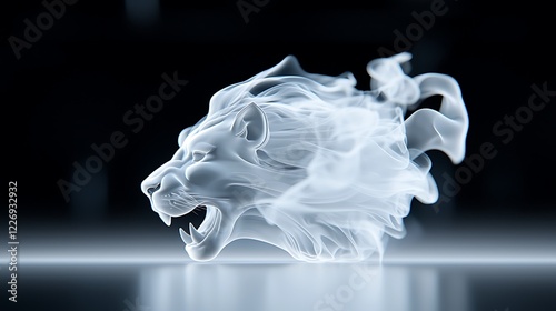 White Lion Head in Smoke Digital Art