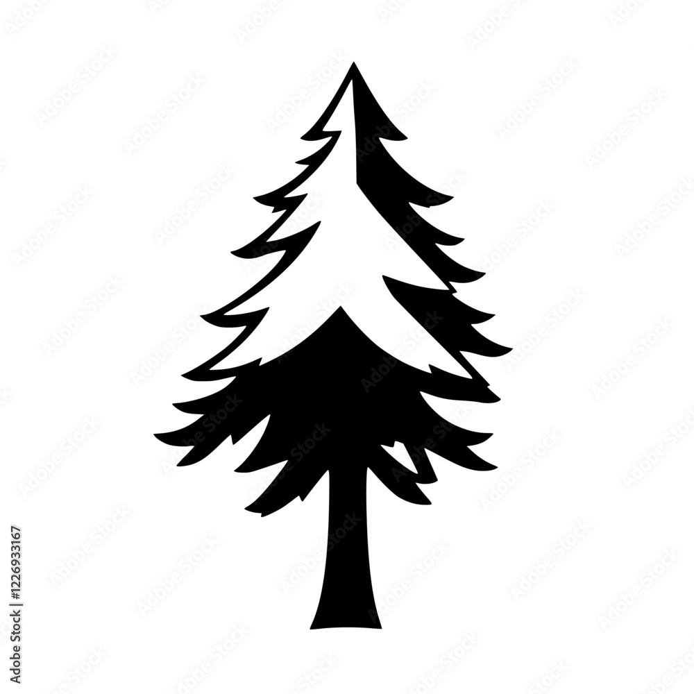 Fototapeta premium Majestic Evergreen: A Black and White Pine Tree Illustration