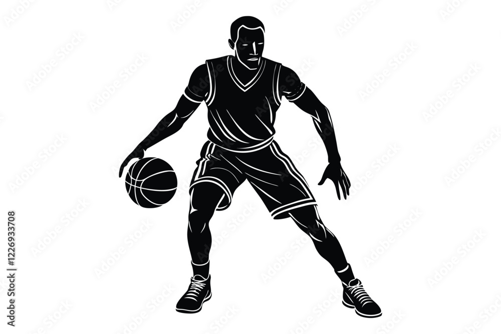 Fototapeta premium basketball player silhouette on white background
