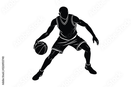 basketball player silhouette on white background