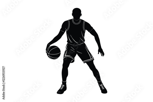 basketball player silhouette on white background