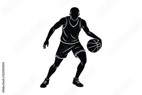 basketball player silhouette vector illustration on white background