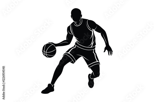 basketball player silhouette vector illustration on white background