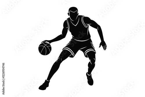 basketball player silhouette vector illustration on white background
