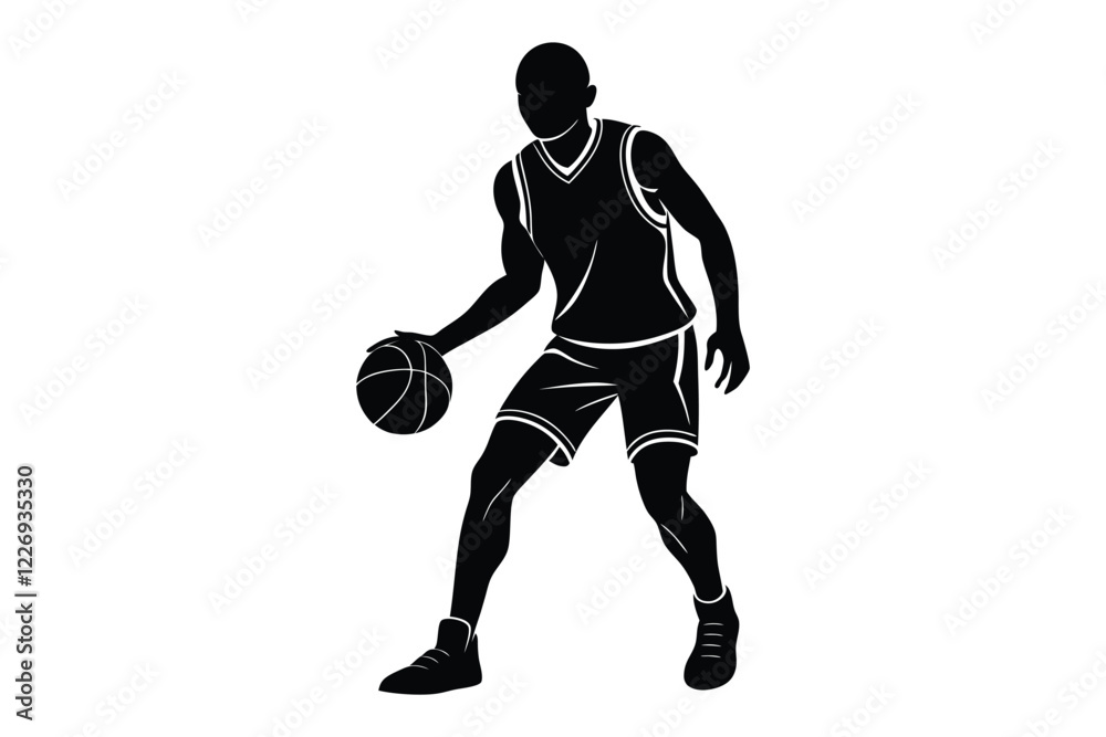basketball player silhouette vector on white background basketball player silhouette vector on white background