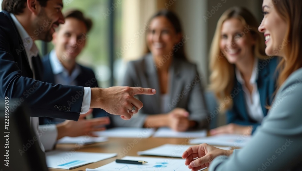 Business people are sitting around table and having meeting Business people are sitting around table and having meeting