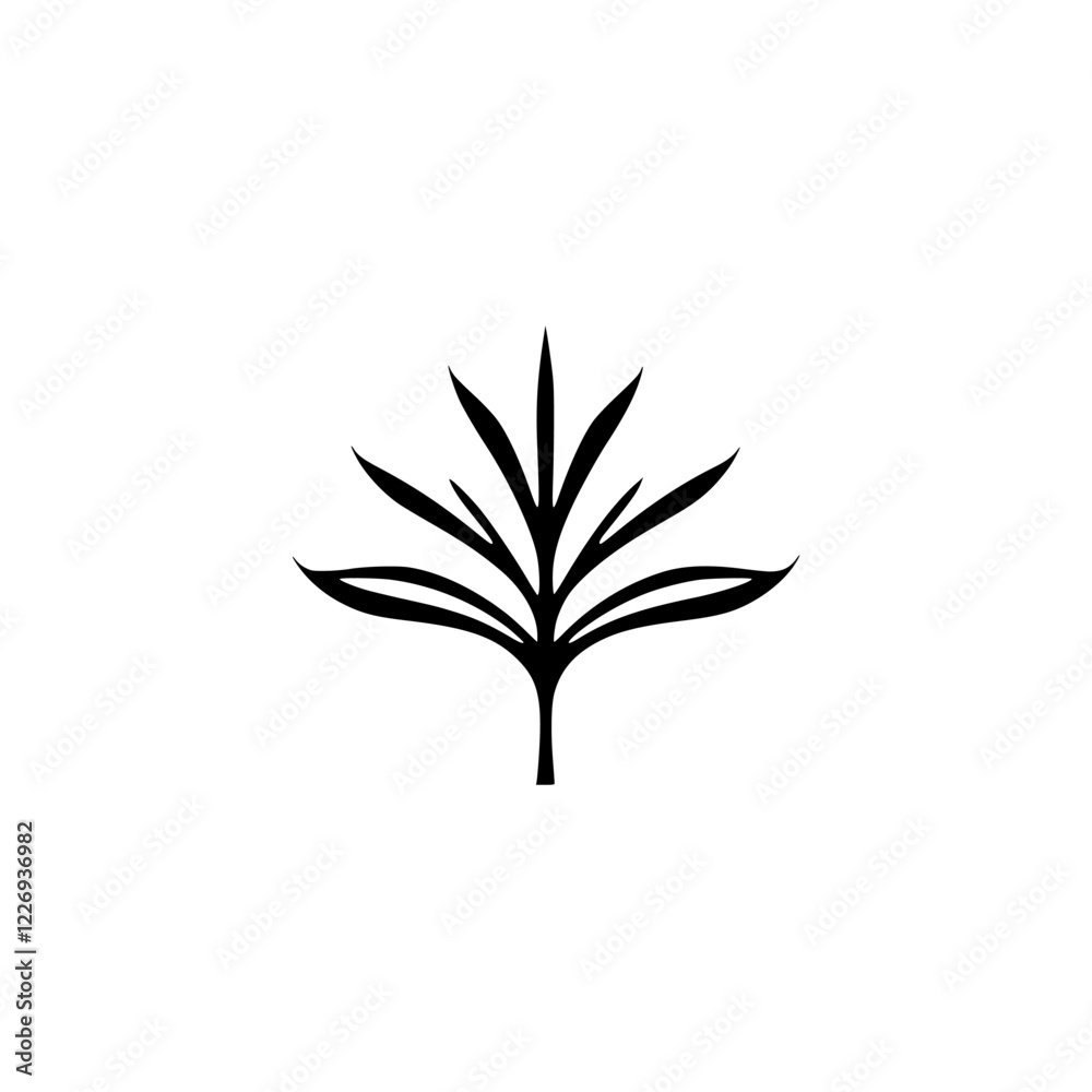 Fototapeta premium Elegant Minimalist Plant Illustration: Black and White Botanical Design, Perfect for Logos, Prints, and Decor