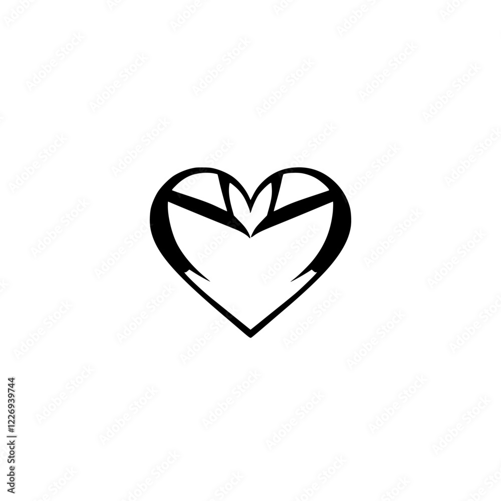 Elegant Black and White Heart Design: Minimalist Vector Graphic, Perfect for Valentine's Day or Romantic Projects Elegant Black and White Heart Design: Minimalist Vector Graphic, Perfect for Valentine's Day or Romantic Projects