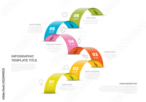 Obraz na płótnie Colorful Six-Step Jumps Infographic Template w salonie