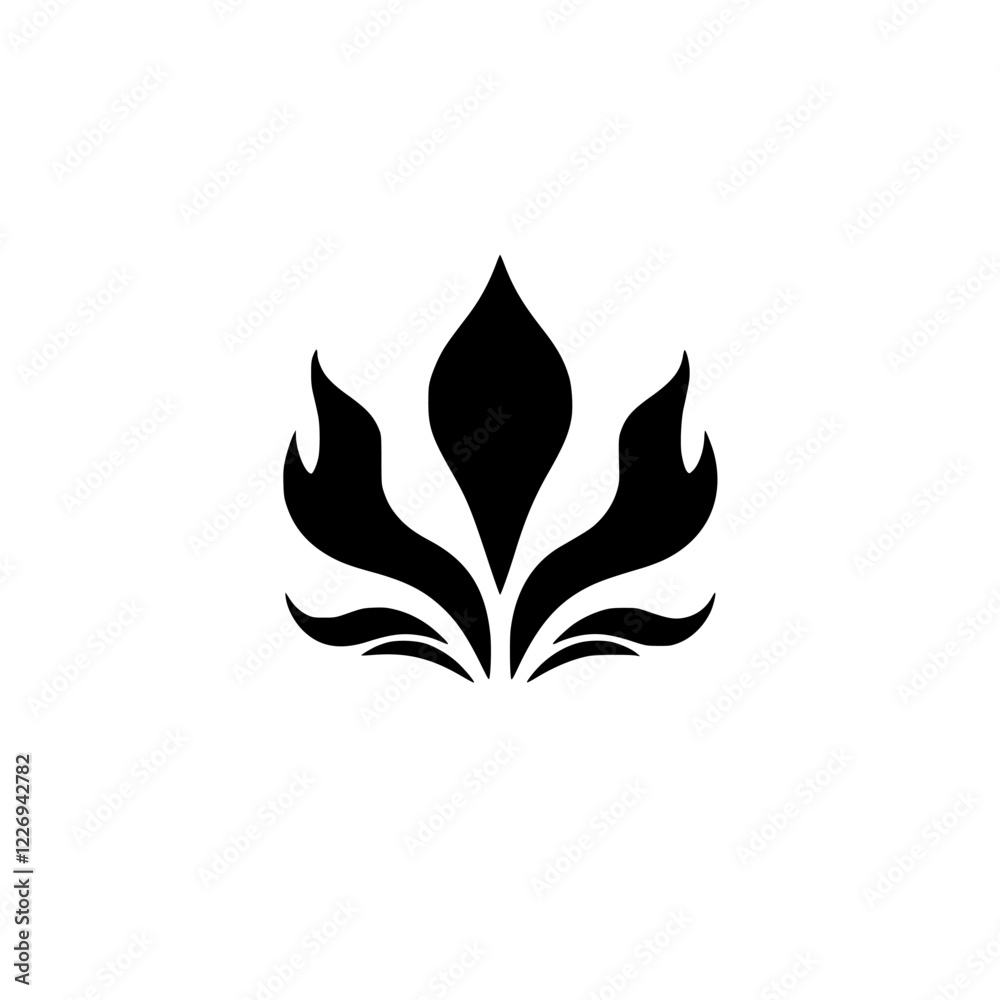 Elegant Black and White Floral Design: Minimalist Symmetrical Vector Graphic Elegant Black and White Floral Design: Minimalist Symmetrical Vector Graphic