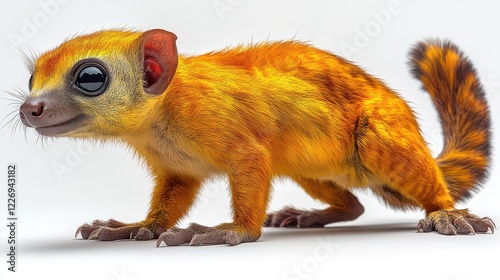 Golden lemur portrait, studio shot, white background, wildlife photo