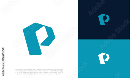 Initials P logo design. Initial Letter Logo. Innovative high tech logo template.	
