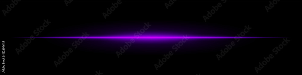 Horizontal light flare with glow on a black background. Purple energy beam with smooth gradient effect, cinematic lens reflection, futuristic shine. Horizontal light flare with glow on a black background. Purple energy beam with smooth gradient effect, cinematic lens reflection, futuristic shine.