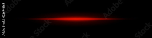 Horizontal light flare with warm glow on a black background. Red energy beam with smooth gradient effect, cinematic lens reflection, futuristic shine.