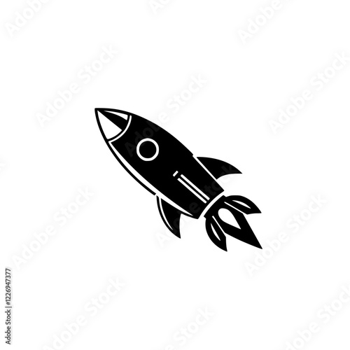 Black Rocket Icon: Space Launch, Flight, Technology, Innovation, Future, Speed, Power, Design, Vector, Minimalist, Simple Graphic