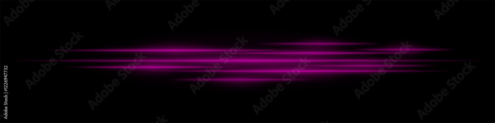 Realistic purple light streaks with motion blur on a black background. Futuristic energy beams, speed effect, neon glow, sci-fi cyber design. Realistic purple light streaks with motion blur on a black background. Futuristic energy beams, speed effect, neon glow, sci-fi cyber design.