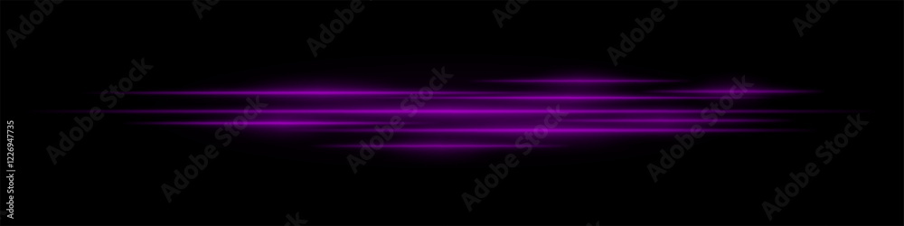 Realistic purple light streaks with motion blur on a black background. Futuristic energy beams, speed effect, neon glow, sci-fi cyber design. Realistic purple light streaks with motion blur on a black background. Futuristic energy beams, speed effect, neon glow, sci-fi cyber design.