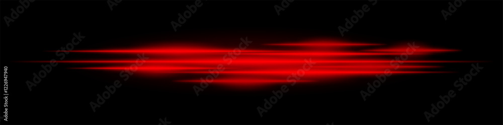 Realistic red light streaks with motion blur on a black background. Futuristic energy beams, speed effect, neon glow, sci-fi cyber design. Realistic red light streaks with motion blur on a black background. Futuristic energy beams, speed effect, neon glow, sci-fi cyber design.